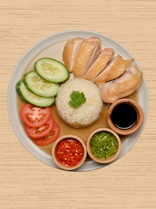Seasoning Steamed Chicken Leg over Chicken Rice - 1 Serving